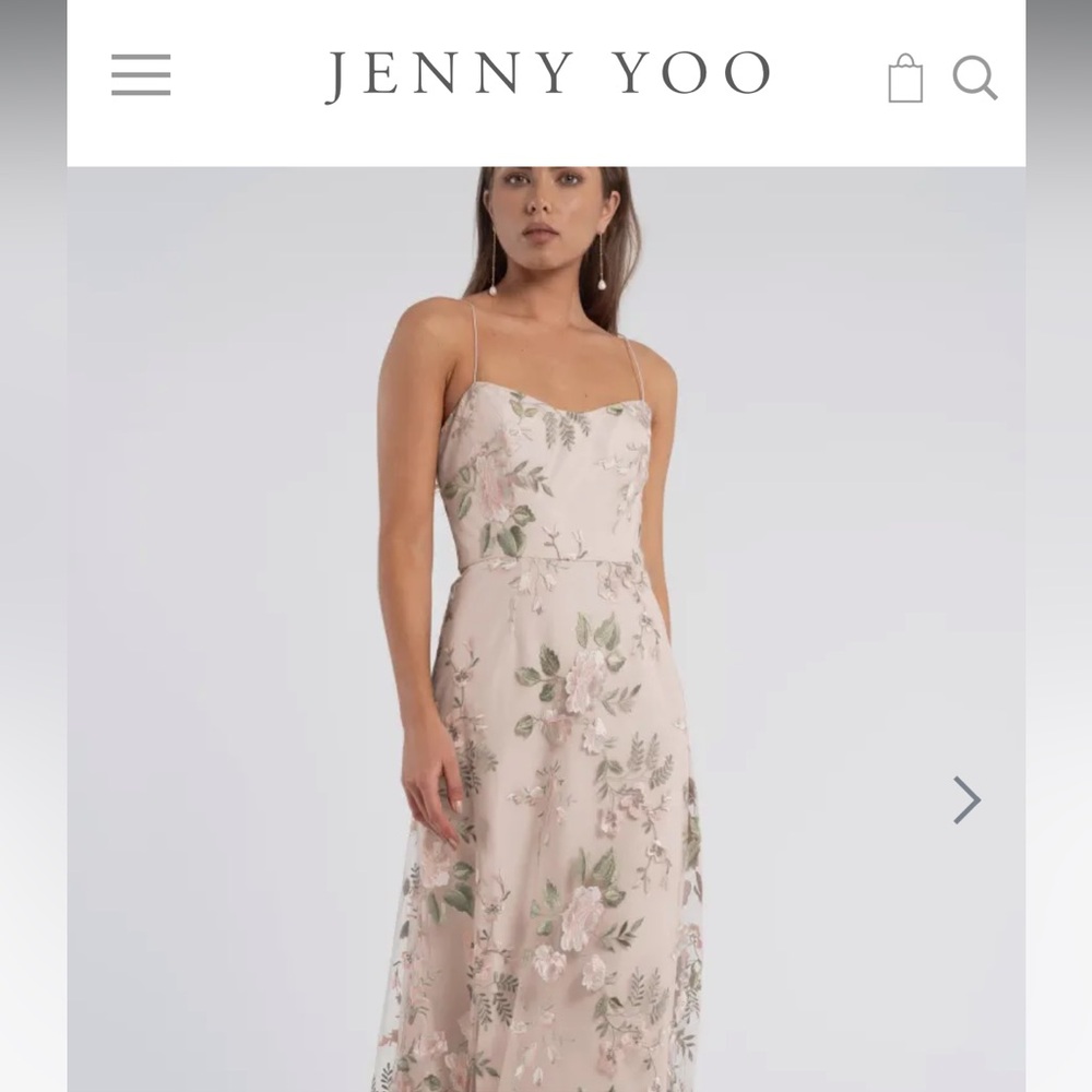 Jenny Yoo - Drew - enchanted floral soft blush bridesmaid dress, size 6